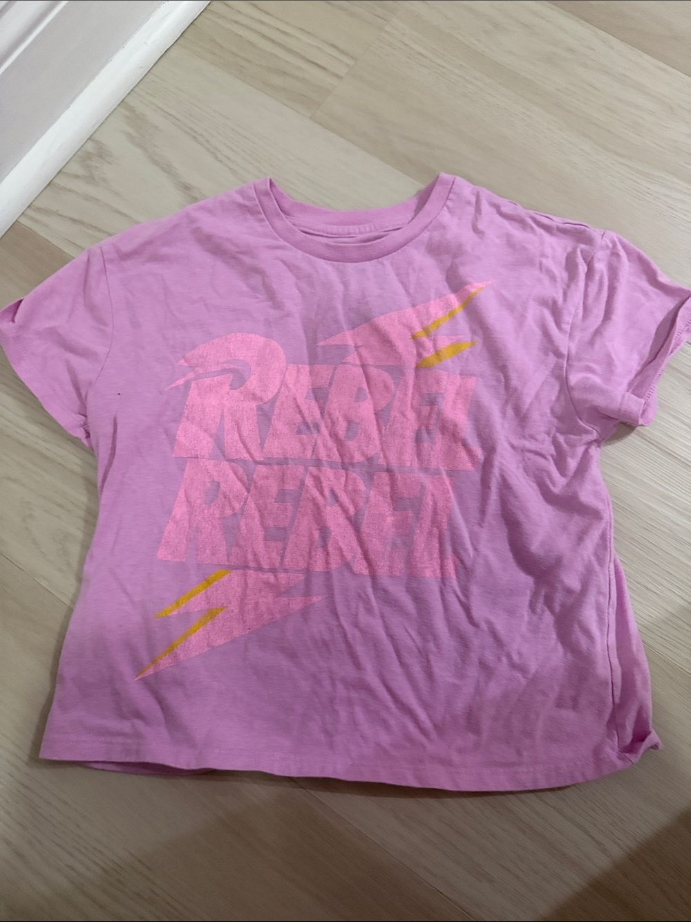 Girls' Pink Graphic Short Sleeve Tee with Lightning Detail